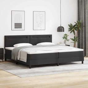 vidaXL Cama Box Spring preta com colchão, 200 x 200 cm, em couro sintético.