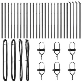 Postes de cerca vidaXL 26 pcs Cinza Ø32 mm 80 cm Aço Galvanizado
