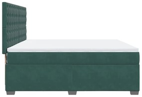Cama com molas/colchão 180x200 cm veludo verde-escuro