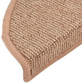 Tapete/carpete para degraus 15 pcs 65x21x4 cm castanho-claro