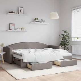 Sofá-cama c/ gavetão/gavetas 80x200 cm tecido cinza-acastanhado