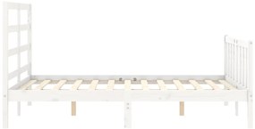 Cama sem colchão 140x200 cm madeira de pinho maciça branco