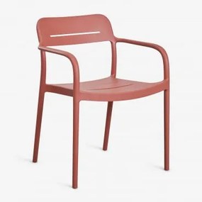 Pack De 4 Cadeiras De Jardim Empilháveis Com Apoios De Braços Em Polipropileno Graneli Terracota - Sklum