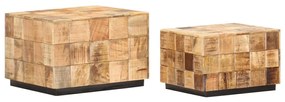 Mesas de centro 2 pcs c/ design blocos madeira mangueira áspera