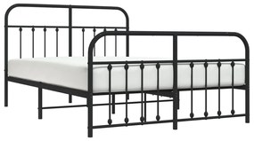 Estrutura de cama com cabeceira e pés 140x190 cm metal preto