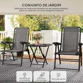 Conjunto De Mesa E Cadeiras De Jardim Móveis De Exterior Dobrável – Li