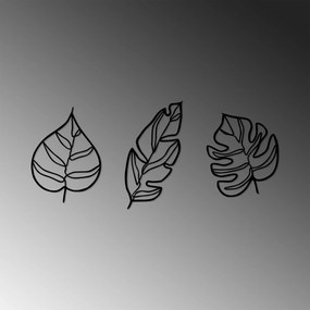 Acessório Decorativo de Parede em Metal Leaves – Preto – 17x33 cm, 22x