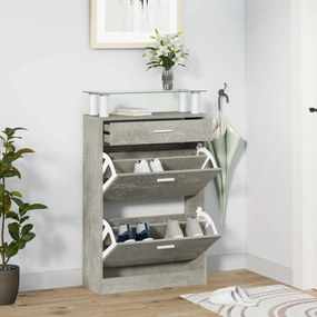 vidaXL Sapateira 63x24x104 cm derivados de madeira cinzento cimento