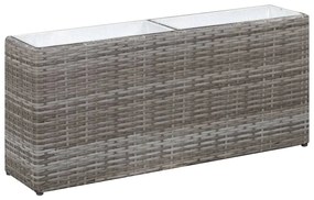 vidaXL Floreira com 2 vasos 90x20x40 cm vime PE cinzento