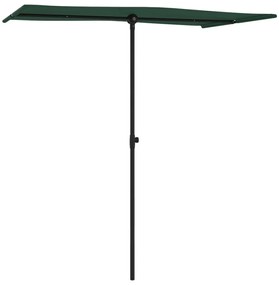 Guarda-sol de jardim com poste de alumínio 180x110 cm verde