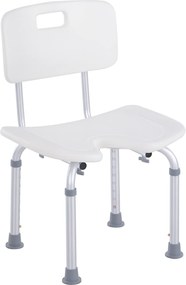 HOMCOM  Cadeira de banho com encosto Altura ajustável 6 níveis Pés antiderrapantes  39.5x36.5x71-83.5 cm Branco|Aosom Portugal