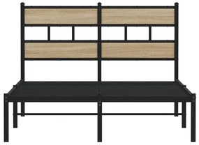 Estrutura de cama sem colchão 120x190 cm metal carvalho sonoma