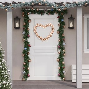 vidaXL Grinalda de Natal com bolas 175 cm poliestireno rosa dourado