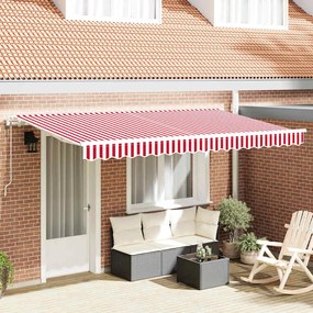 vidaXL Toldo Retrátil Vermelho e Branco