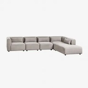Sofá Modular De 5 Peças Com Chaise Longue Direita Fogler Bombazina Cinzento Toupeira Claro - Sklum