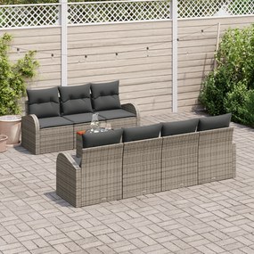 Conjunto de Sofá de Jardim vidaXL 8 Peças com Almofadas Cinza Rattan P