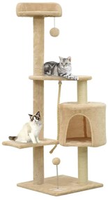 vidaXL Árvore p/ gatos c/ postes arranhadores sisal 120 cm bege