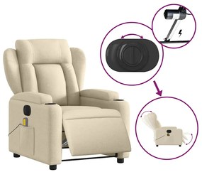 Poltrona de massagens reclinável elétrica tecido creme
