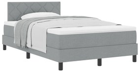 Cama Box Spring com Colchão Cinza Claro 120x190 cm Tecido