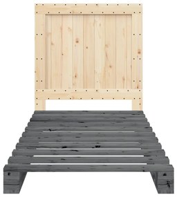 Estrutura de cama com cabeceira 90x200 cm pinho maciço cinzento