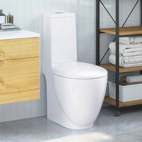 vidaXL Sanita de cerâmica com descarga água traseira branco