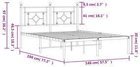 Estrutura de cama com cabeceira 140x190 cm metal branco