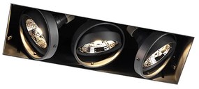 Foco de encastrar preto dirigível 3-luzes - ONEON 3 Trimless AR70 Moderno