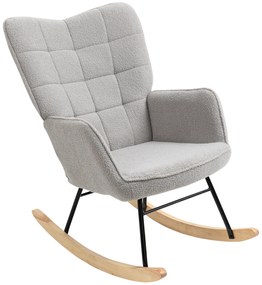 Poltrona Baloiço com Oscilação de 40° Pés de Madeira de Faia e Estrutura de Aço Carga Máxima 120 kg 71x92x101 cm Cinza