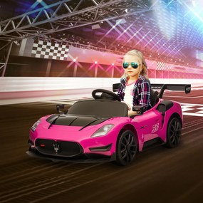 Carro Elétrico para Crianças Carro Maserati GT2 12V com Controlo Remoto Faróis LED Buzina E Música 115x60x45 cm rosa