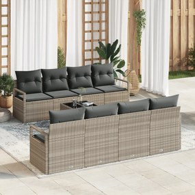 Conjunto de Sofá de Jardim vidaXL de 9 Peças com Almofadas Cinza Claro