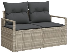 Conjunto de Sofá de Jardim vidaXL com Almofadas Cinza Claro Rattan PE