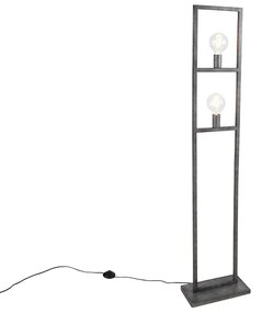 Candeeiro de pé moderno antigo prateado com 2 luzes - Simple Cage 2 Moderno