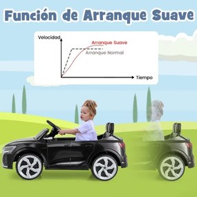 Carro elétrico para crianças Audi SQ8 licenciado de 12 V com controlo remoto Buzina Luzes LED Música 3 velocidades Arranque suave Preto