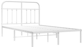 Estrutura de cama com cabeceira 120x190 cm metal branco