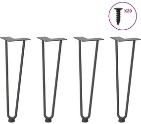 vidaXL Pernas de grampo para mesa de centro 4 peças antracite 42 cm aço maciço