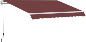 Outsunny Toldo Manual Retrátil 3,5x2,5 m com Ângulo Ajustável Manivela, Estrutura de Alumínio e Proteção UPF30+ Vinho Tinto | Aosom Portugal