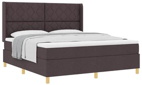 Cama Box com Colchão Marrom Escuro 180x200 cm Tecido