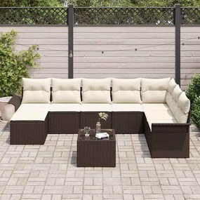 Conjunto de Sofá de Jardim vidaXL de 8 peças com Almofadas Rattan Poly