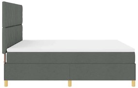 Cama com Molas com Colchão &amp; LED Cinza Escuro 180x200 cm Tecido