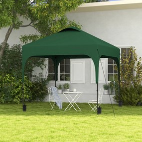 Tenda Dobrável 2,5x2,5x2,68cm Tenda de Jardim com Proteção UV 50+ Altura Ajustável com 4 Sacos de Areia Verde Escuro