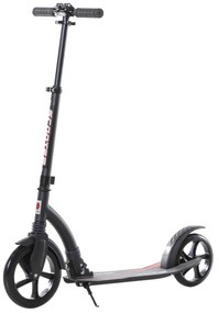 HOMCOM Trotinete dobrável de alumínio para crianças acima de 14 anos altura ajustável de 87-101 cm com 2 Rodas Grandes Travagem Carga 100 kg Preto