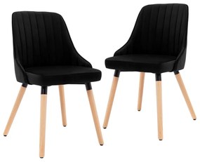 vidaXL Cadeiras de jantar 2 pcs veludo preto