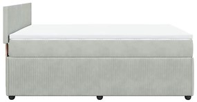 Cama com molas/colchão 160x200 cm veludo cinzento-claro