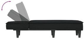 Chaise longue veludo preto