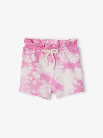 Agora -15%: Calções tie-dye, em moletão, para bebé rosa medio liso