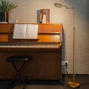 Candeeiro de pé design bronze com LED e dimmer tátil - Notia