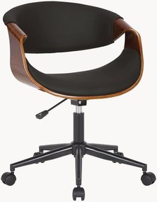 Cadeira de escritório giratória em pele artificial/madeira ajustável em altura com rodas Visby