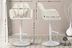 Banco de bar Natoma em couro sintético com estrutura branca 97-118 x 57 x 59 cm Creme