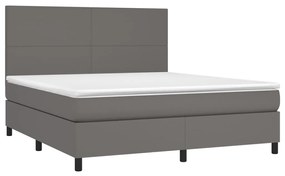 Cama com molas/colchão 180x200 cm couro artificial cinza