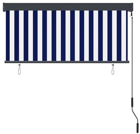 Estore de rolo para exterior 140x250 cm azul e branco